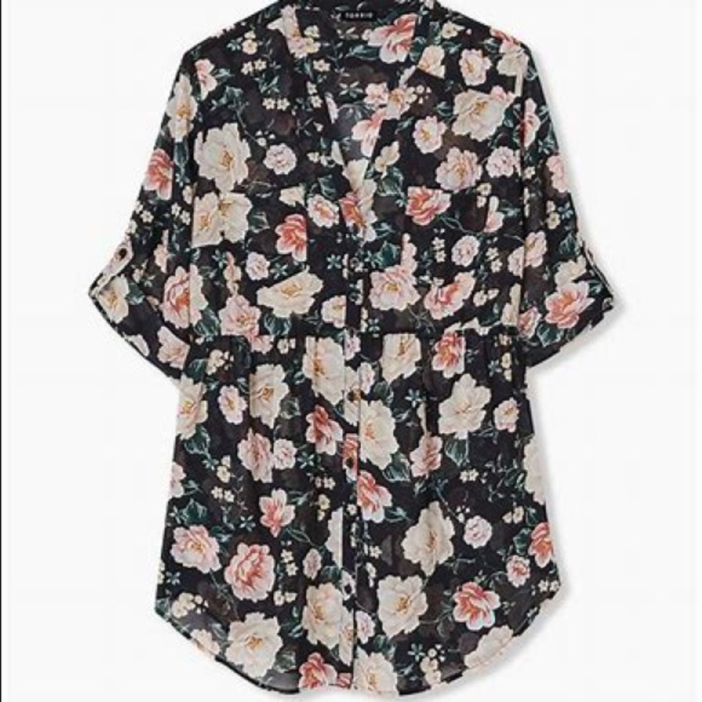 Torrid Floral Chiffon Emma Blouse